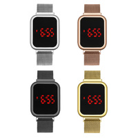 Montre Homme Carrée Tactile LED Personnalisable, Montre Électronique Magnétique à Boucle Paresseuse