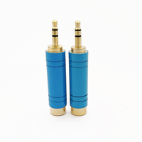 Connecteur audio stéréo mâle TRS 3,5 mm (1/8 pouce) bleu plaqué or à souder pour câble de casque DIY