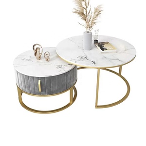 New Nordic light luxury marble round combination of modern simple small living room household table 2pcs tier piece coffee table