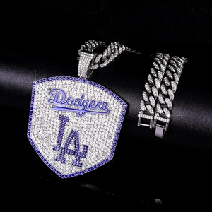 Collana Personalizzata OEM con Ciondolo in Lega e Cristalli della Squadra di Baseball <span class=keywords><strong>LA</strong></span>, Stile Hip-hop alla Moda - Product Image 2