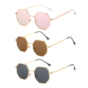 DL GLASSES Unique Polygon Hombres Mujeres Vintage Small Octagon Metal Sun Gafas UV400 Luxury Brand Gafas De Sol - Product Image 2