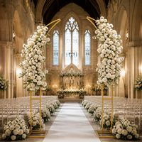 Arche de mariage pliable dorée incurvée de 2,1 m de hauteur, support métallique durable pour toile de fond, idéale pour cérémonies romantiques intérieures/extérieures