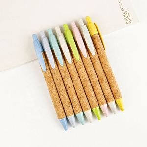 Bolígrafo Ecológico Biodegradable de Paja de Trigo, Tubo de Papel Granulado, Corcho, Tinta Negra/Azul de 1.0 mm, Impresión de Logotipo Publicitario - Product Image 3