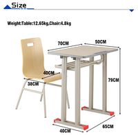 Ensemble de bureau et chaise d'école écologiques avec dossier à poignée, table d'étude en bois à hauteur fixe, fournisseur de mobilier minimaliste pour étudiants