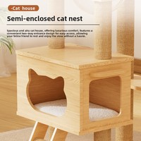 WINNERS-LC Arbre à chat, lit et maison pour chat, design capsule spatiale, en bois de pin durable, griffoir en chanvre, style épuré, toutes saisons