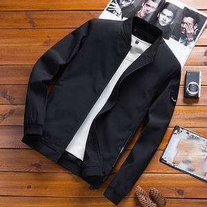 Jaket Pria Kerah Tegak Ritsleting Warna Solid Musim Semi dan Gugur Model Slim Sehe Fashion - Product Image 2