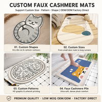Tapis de bain carré en fausse fourrure de cachemire, absorbant, antidérapant, imprimé numériquement, motif animal mignon, résistant à la saleté, tapis de salle de bain chaud
