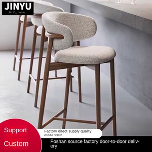 Modern Nordic Solid Pine Wood Bar Chair Small <strong>Dining</strong> High Chair with Backrest for Household Hotel or Restaurant Casual Style - Product Image 2