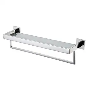 Everstrong duş rafı V0107B paslanmaz çelik temperli cam raf havlu çubuğu ile veya banyo rafları