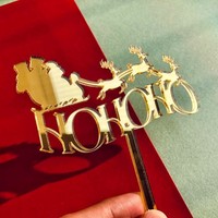 Spiegel Gold Rot Grün Frohe Weihnachten Gravierte Cake Topper DIY Weihnachts feier Kuchen zubehör Party Kuchen Dekor Wunderschöne Weihnachten