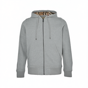 เสื้อฮู้ดลำลองผ้าฝ้ายพิมพ์ลายดิจิทัลสีเทาคลาสสิกปักลายหรูหรา กันลม เป็นมิตรกับสิ่งแวดล้อม เหมาะสำหรับกิจกรรมกลางแจ้ง ไซส์ใหญ่พิเศษ - Product Image 1