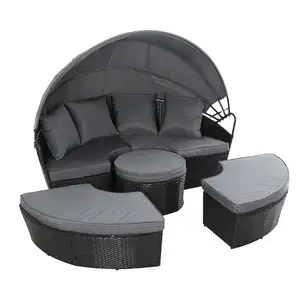 Patio Wicker Chaise Lounge Set Pool Furniture Sunbed Outdoor Rattan Sun Lounger Carton Modern Garden Daybeds with Cushions