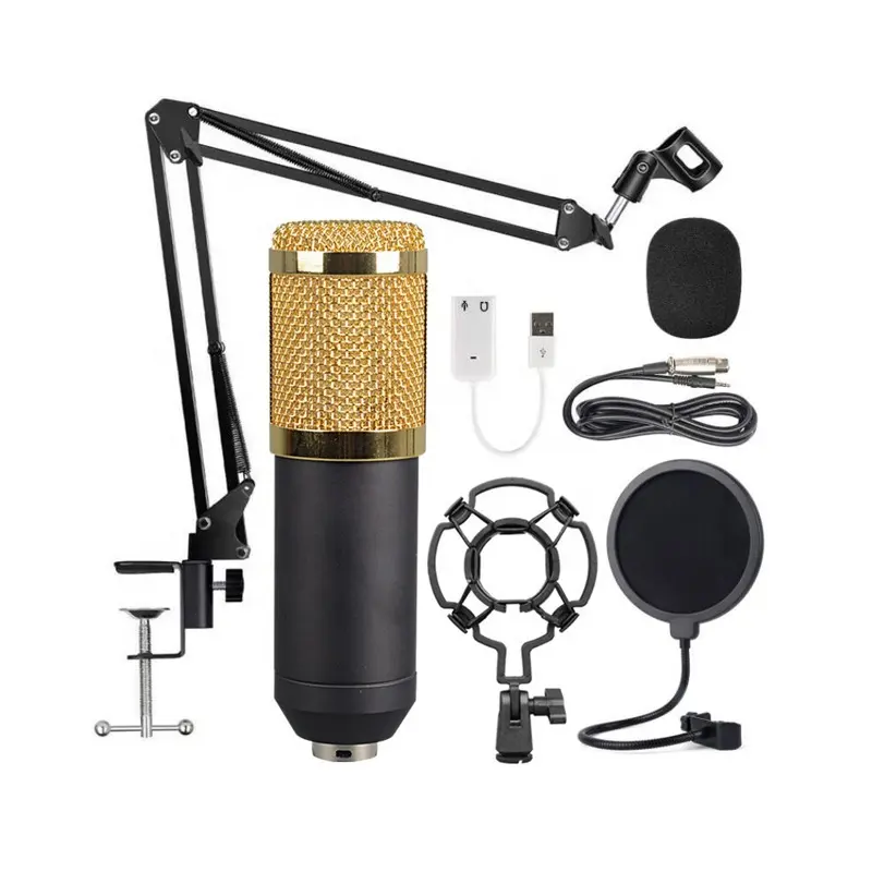 Condenser Wired Microphone with USB Sound Card Professional Microphone YouTube recording Podcasting and desktop recording