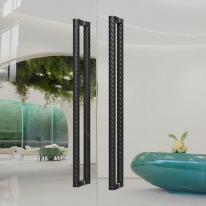 Poignées <span class=keywords><strong>de</strong></span> <span class=keywords><strong>porte</strong></span> haut <span class=keywords><strong>de</strong></span> gamme en acier inoxydable et bois massif pour portes coulissantes modernes en verre, cabines privées, salles <span class=keywords><strong>de</strong></span> conférence, magasins - Product Image 1