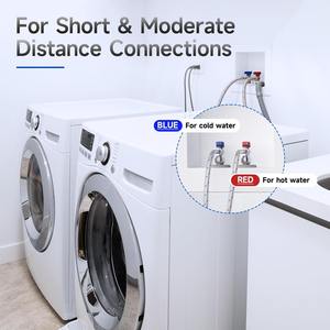 Manguera de lavadora de acero inoxidable reforzada a prueba de fugas de alta calidad Manguera de entrada de ajuste universal con codo de 90 grados - Product Image 5