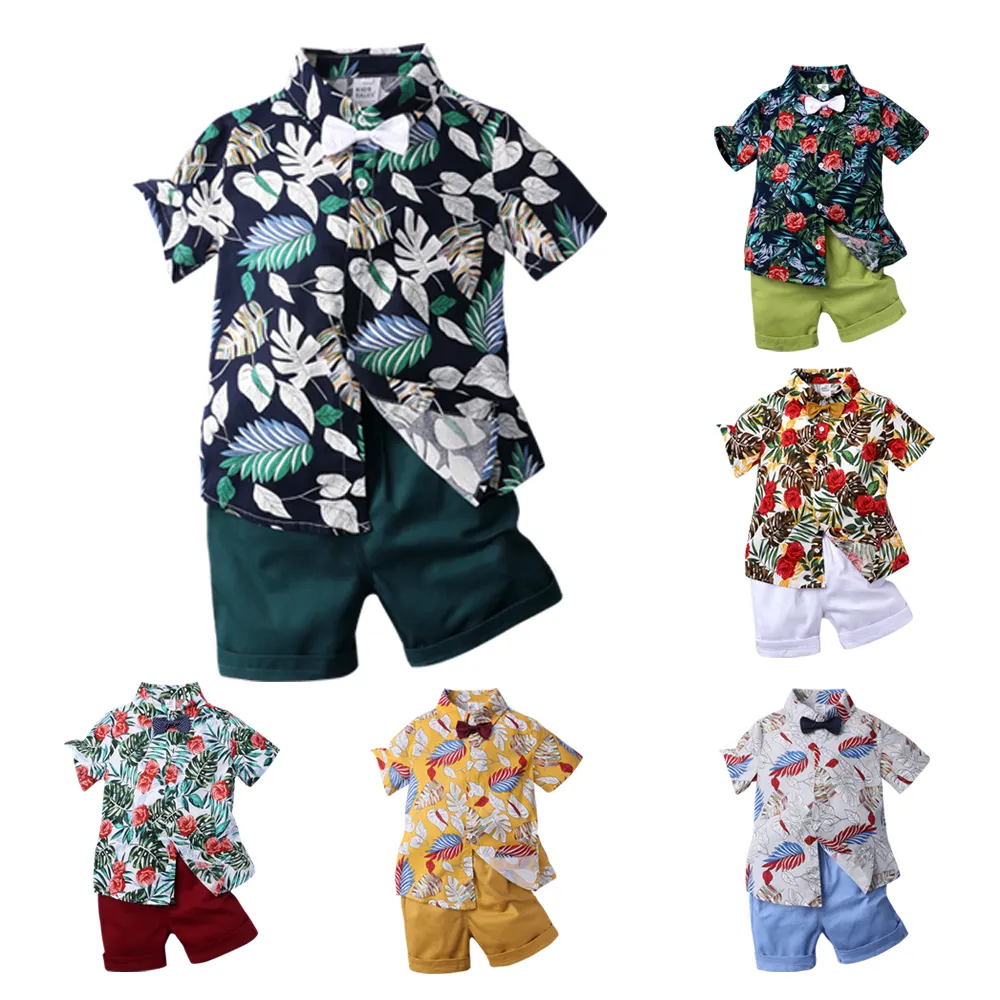 Set Pakaian Butik Anak Laki-laki, Pakaian Lengan Pendek Anak-anak Musim Panas 2 Potong