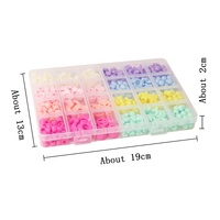 Kit de perles acryliques pastel 24 compartiments : cœurs, étoiles, fleurs, signes de paix pour la création de bijoux DIY (bracelets, colliers)