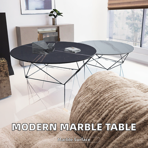 ชุดเฟอร์นิเจอร์ห้องนอนหรูหราทันสมัย โต๊ะกาแฟหน้าหินอ่อนขาเหล็กสแตนเลสสีทอง ของตกแต่งบ้าน อุปกรณ์โลหะ Jiele - Product Image 2