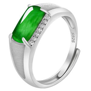 Bague en jadéite naturelle, argent S925 incrusté, accessoires de mode, bague réglable D616 - Product Image 4