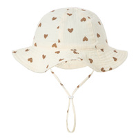 Muselina Bebé Sombrero para el sol UPF 50 + Protección solar Algodón Bebé Sombrero de cubo Sombreros de playa de verano con ala ancha para niña Niño