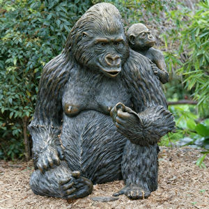 Estatua de gorila de bronce para jardín al aire libre de tamaño real, escultura de Animal de pie, artesanía de Metal duradera y llamativa - Product Image 2