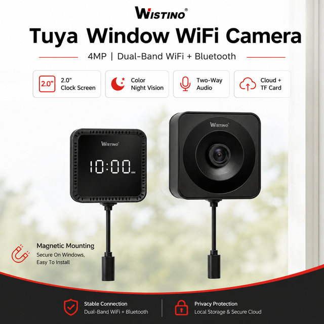 Wistino 3MP 2 in 1 Magnetic Clock Surveillance Camera Night Vision Full Color Motion Detection Alarm Tuya WiFi Mini Camera