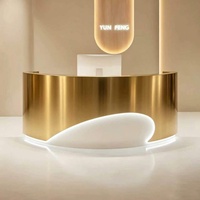 QT-272X Meuble de rangement semi-circulaire en acier inoxydable au design minimaliste moderne pour salon de beauté, bar ou caisse