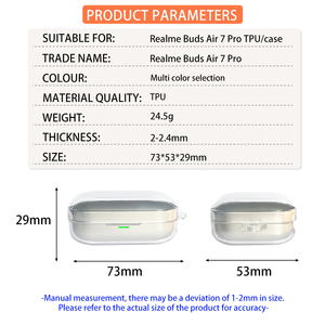 Étui pour écouteurs en silicone transparent TPU compatible Realme Buds Air <span class=keywords><strong>7</strong></span> <span class=keywords><strong>Pro</strong></span>, housse durable pour écouteurs pour <span class=keywords><strong>Airpods</strong></span> et appareils similaires - Product Image 6