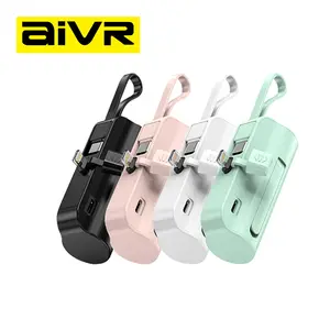 AiVR Y129 2 in 1 Power Bank 5000 mAh Mini Telefonhalter Steckdose Taschenkapsel kabellos für Iphone 15 Mobilgerät eingebauter Stecker