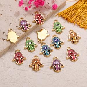 Colgante de Acero Inoxidable con Oro de 18K, Esmalte Colorido, <span class=keywords><strong>Mano</strong></span> de <span class=keywords><strong>Hamsa</strong></span>, <span class=keywords><strong>Mano</strong></span> de Fátima, Amuleto de Protección contra el Mal de Ojo, Talismán de Buena Suerte, Joyería - Product Image 3