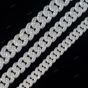 Sortie d'usine 14MM Argent Cubain Chian Hip Hop Style Rond Brillant Coupe Vvs Moissanite Cubain Lien Collier Fine Jewelry - Product Image 1