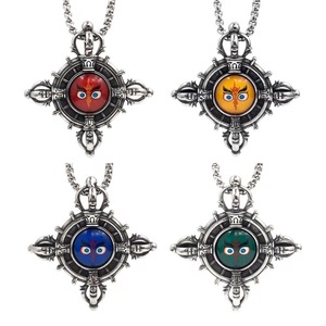 Pendentif unisexe en acier titane Vajra God Eye, serti clos, forme visage, cadeau 216056 - Product Image 1