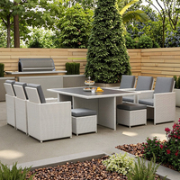 Ensemble de mobilier de jardin en rotin et verre moderne BHR pour villa, gain de place, table et chaises d'extérieur