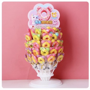 Venta al por mayor <span class=keywords><strong>Donut</strong></span> Lollipop Stand Fruit Flavored Soft Hard Candy para niños Halal Certified Small Snacks - Product Image 6