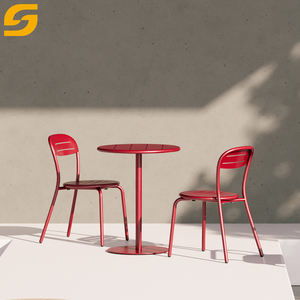 Muebles de exterior Silla de comedor de aluminio Juego de comedor al aire libre Silla de bistró francés Apilable Patio Sillas de restaurante de metal - Product Image 3