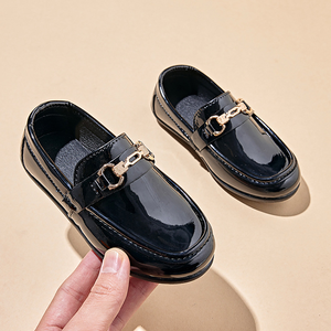 Grosir sepatu pantofel kulit pesta hitam Fashion sepatu anak-anak anak perempuan anak laki-laki - Product Image 3