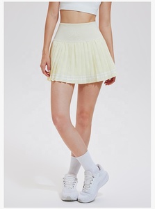 Venta al por mayor Fitness Running Faldas Mujer Falda plisada de tenis Blanco de cintura alta Golf Deportes Mini falda con bolsillos - Product Image 3