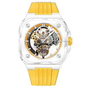 Reloj Mecánico de Lujo con Tourbillon, Caja de Acero Inoxidable, Correa de Silicona, Esfera Azul, 38 mm, Unisex - Product Image 5