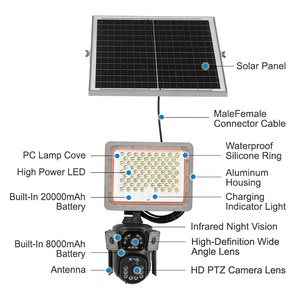 Suitable Solar Camera <b>Light</b> With <b>Flood</b> <b>Light</b> 3MP PTZ 4G 3 Lens AOV AI Human Detection Two Way Talk IP65 for Farm Yard - Product Image 5