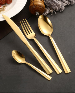 Vàng sườn núi thiết lập dao kéo 18/0 không <span class=keywords><strong>Flatware</strong></span> 24 muỗng và Ngã Ba - Product Image 4