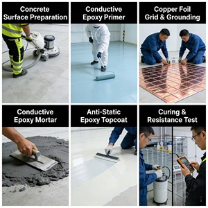 Revestimiento de Piso Epóxico Líquido Antiestático Sin Juntas, de Alta Resistencia al Desgaste, para Pisos Industriales, Aplicación con Brocha - Product Image 4