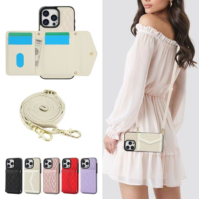 Crossbody Lanyard Multifunctional Wallet Mobile Phone Bags PU Leather Cell Phone Case for iPhone 17 16 15 14 13 12 Pro Max Plus