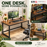 Bureau d'ordinateur moderne pour la maison avec plateau en bois couleur noyer et structure en acier noir pour l'étude et le bureau à domicile
