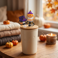 Capuchon de paille en silicone Halloween, embout anti-poussière, manchon décoratif pour fête, pour gobelet de 10 mm, qualité alimentaire, personnalisable