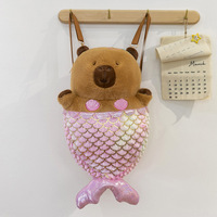 Nouvelle Peluche Sirène Capybara Personnalisée en Coton PP Anti-Stress Douce Rose Marron