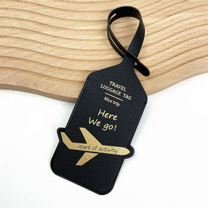 Double-sided thickened PU leather luggage tag with gold foil stamping Aircraft luggage tag and <b>boarding</b> pass - Product Image 3