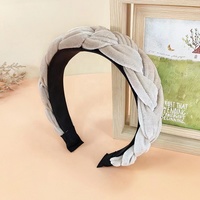 Bandeau pour cheveux tressés, accessoires pour cheveux, large bandeau en velours noir tressé épais pour femmes et filles