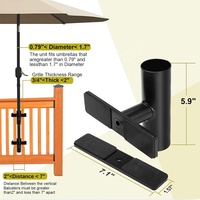 Porte-parapluie de patio réglable Support extérieur Pince en métal Base de parapluie pour garde-corps de pont fixe et poteaux