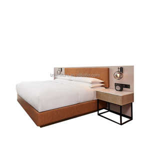 Nordic Style 3 Star Hotel Guest Room Set King Bed Frame with Solid Wood <b>Headboard</b> & Nightstand Hotel Project Furniture Supplier - Product Image 5