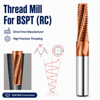 Fraise à fileter BSPT RC pour acier, en carbure monobloc revêtu, pour usinage CNC, usage général, haute vitesse, anti-adhérence
